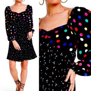 Rixo Black Polka Dot Swing Dress